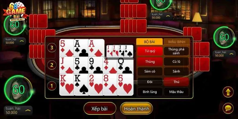 Cách chơi mậu binh thông qua việc sắp xếp chi bài